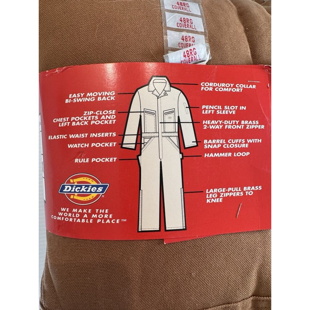Dickies NWT Men 46/48 Brown 10oz Duck Cotton Insulated Hooded Work Coveralls - Picture 8 of 12